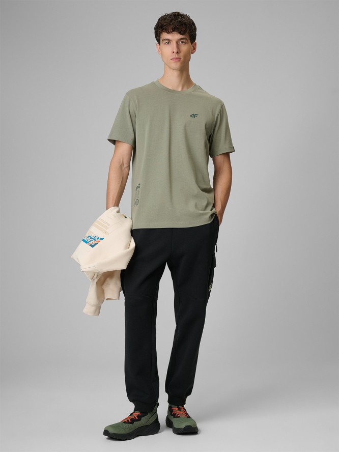 4F T-shirt regular z nadrukiem męski - oliwkowy L