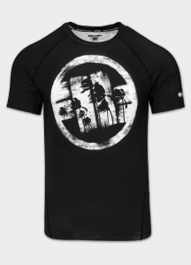 Męski Rashguard krótki PITBULL treningowa techniczna koszulka LOGO PALMS
