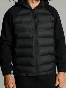 Kurtka hybrydowa z kapturem - czarny