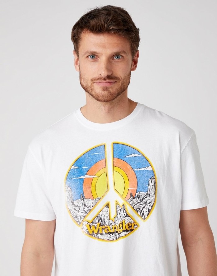 T-SHIRT MĘSKI WRANGLER SS CAR TEE WHITE W7APGF989 112131357