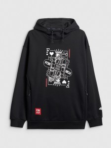 4F Bluza dresowa nierozpinana z kapturem męska - czarna L