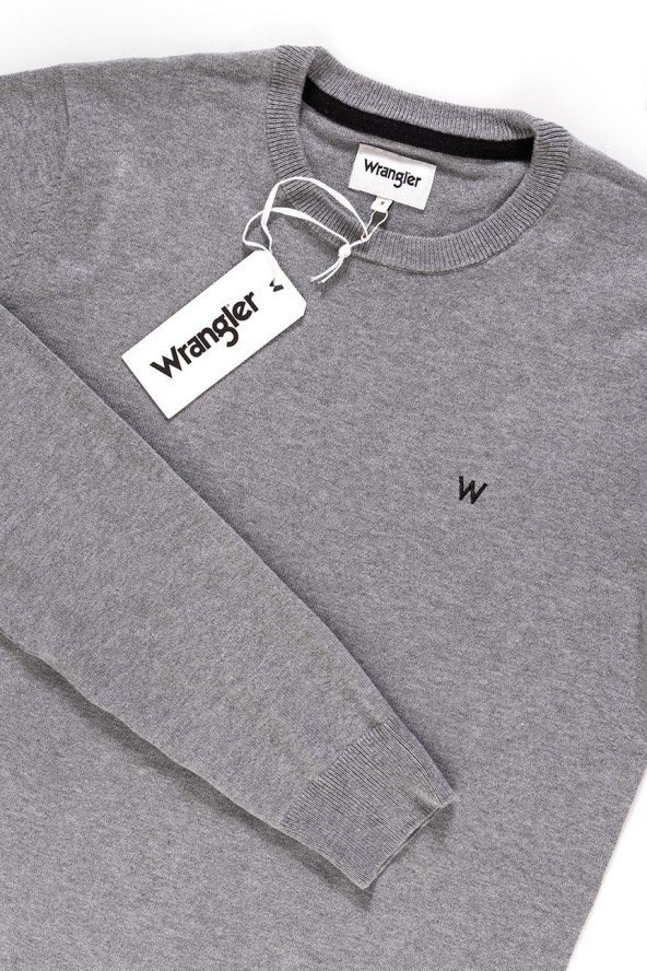 MĘSKI SWETER WRANGLER CREW KNIT MID GREY MEL W85674Q37 112132253