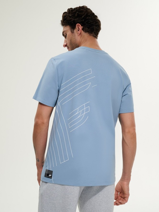 4F T-shirt regular z nadrukiem męski - granatowy M