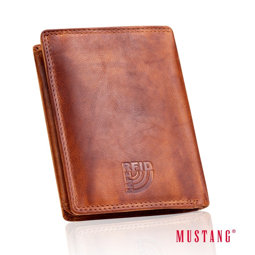 MUSTANG Denimo High Wallet Side Opening UNIWERSALNY SKÓRZANY PORTFEL POJEMNY NA KARTY RFID