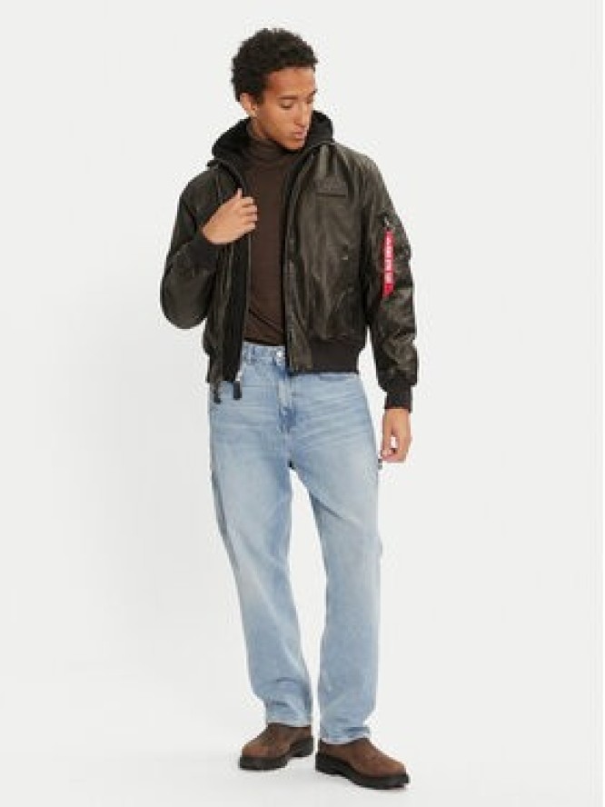 Alpha Industries Kurtka z imitacji skóry 123106 Czarny Regular Fit