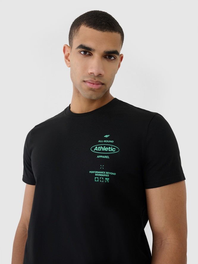 4F T-shirt regular z nadrukiem męski - czarny S
