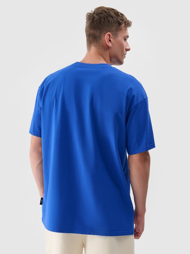 4F T-shirt regular z nadrukiem męski - niebieski M