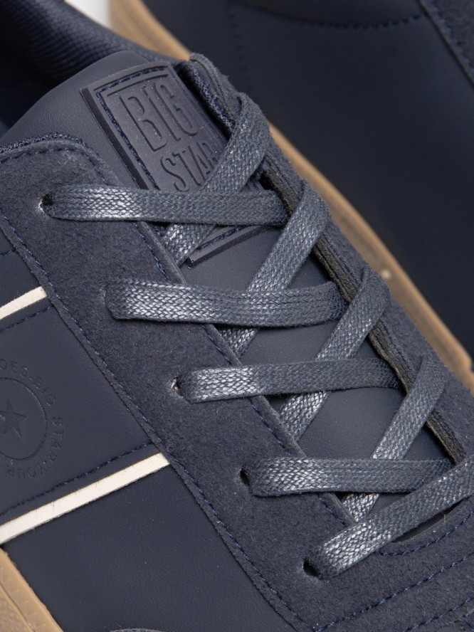 Sneakersy męskie sportowe ze skóry ekologicznej granatowe SS174079 403