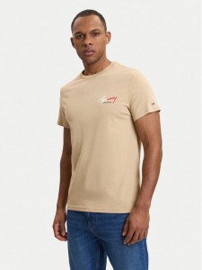 Tommy Jeans T-Shirt DM0DM22538 Beżowy Slim Fit