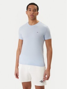 Tommy Jeans T-Shirt DM0DM20363 Błękitny Slim Fit