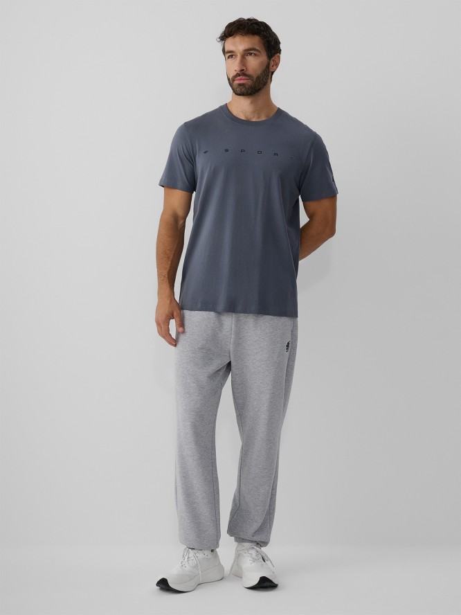 4F T-shirt regular z nadrukiem męski - szary XL