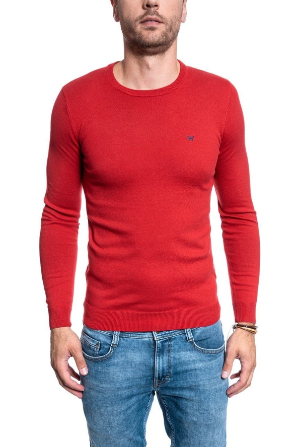 MĘSKI SWETER WRANGLER CREW KNIT RED W85674Q47 112132255
