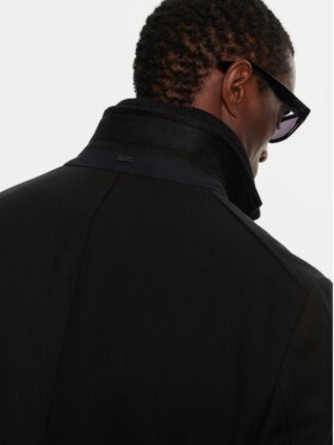 Boss Płaszcz wełniany H-Hyde 50502255 Czarny Slim Fit