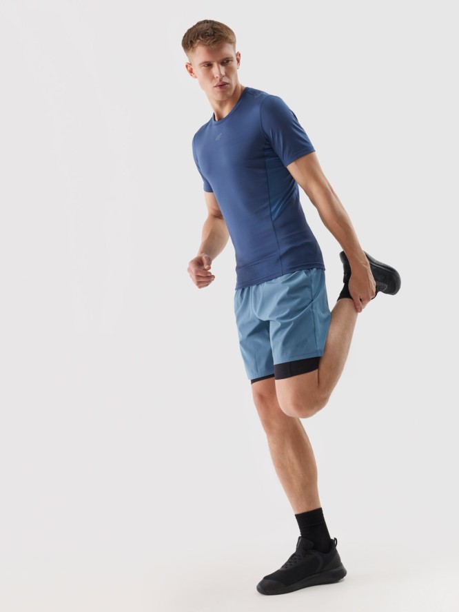 4F Spodenki treningowe z materiału z recyklingu męskie - niebieskie XL