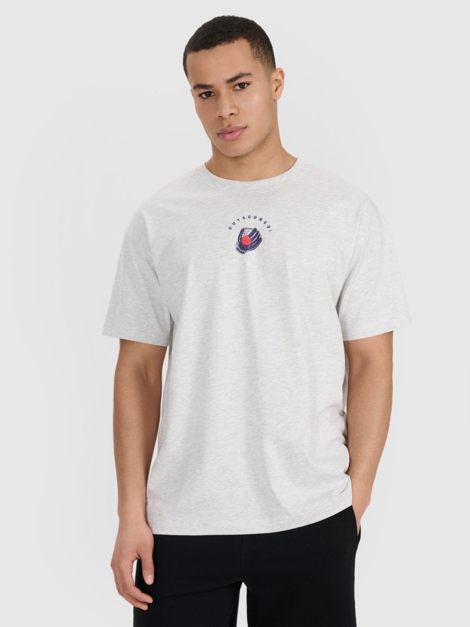 4F T-shirt oversize z nadrukiem męski - szary L