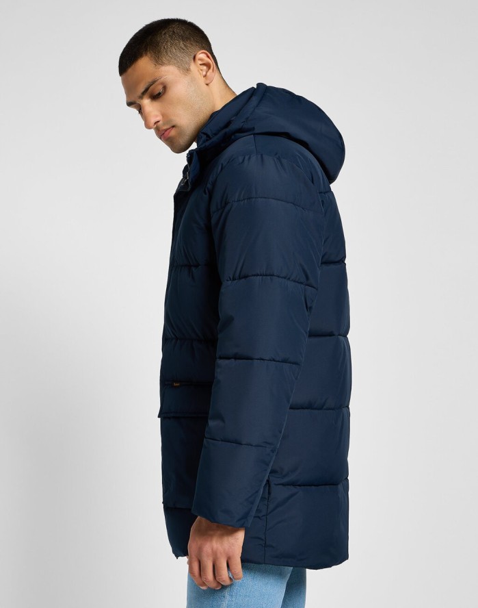 LEE MĘSKA KURTKA ZIMOWA LONG PUFFER JACKET RIVET NAVY 112355663 LD48015599