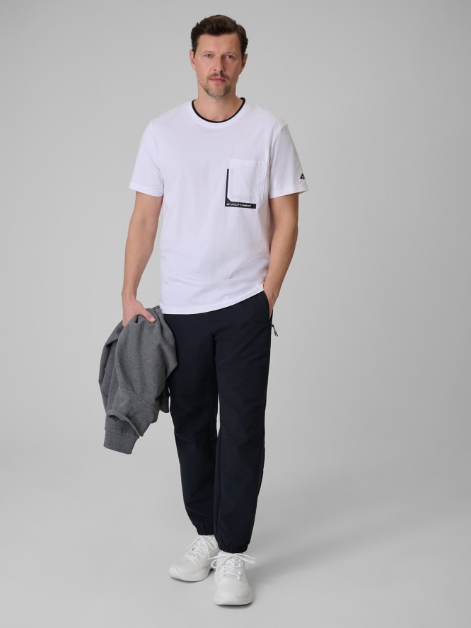 4F T-shirt regular z nadrukiem męski - biały XXL