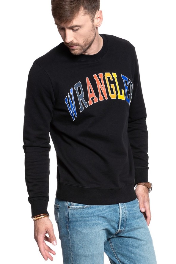 MĘSKA BLUZA WRANGLER LOGO SWEAT BLACK W6B6HY100 112130691