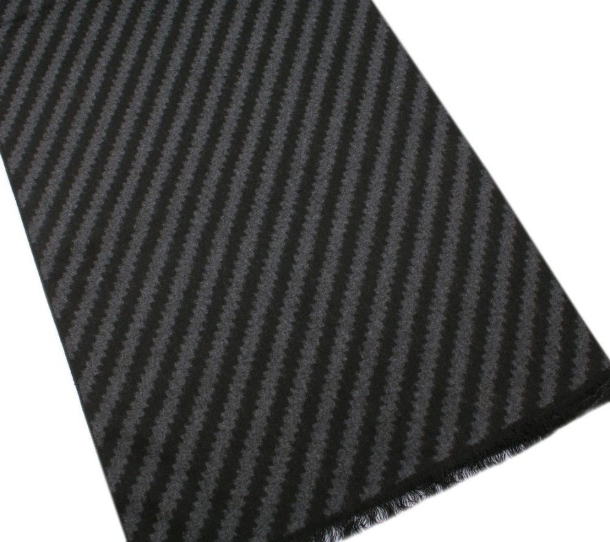 Męski Szalik z Wiskozy - Alties - Grafitowy Prążek