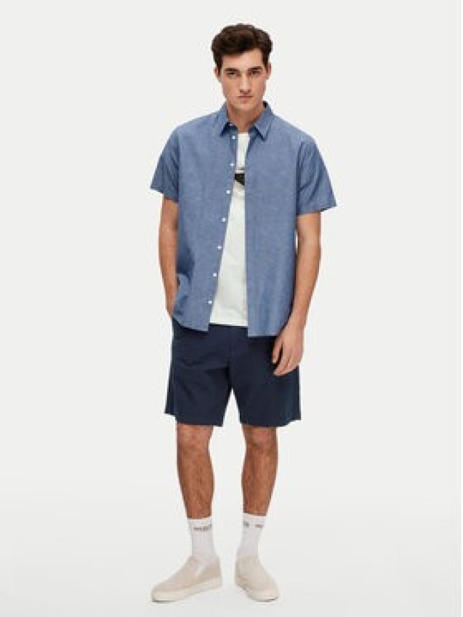 Selected Homme Koszula New Linen 16079053 Niebieski Regular Fit