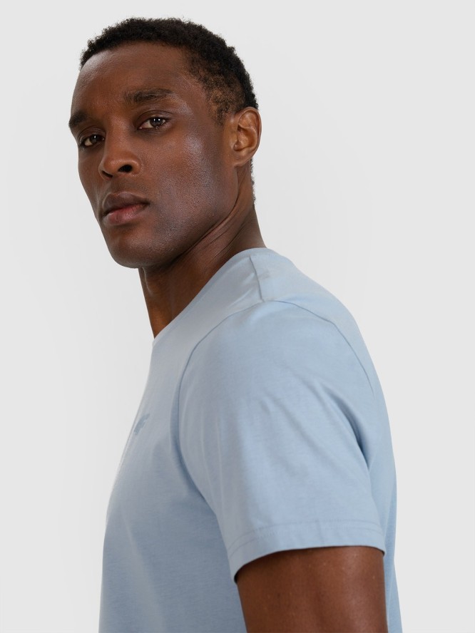 4F T-shirt regular gładki męski - niebieski S