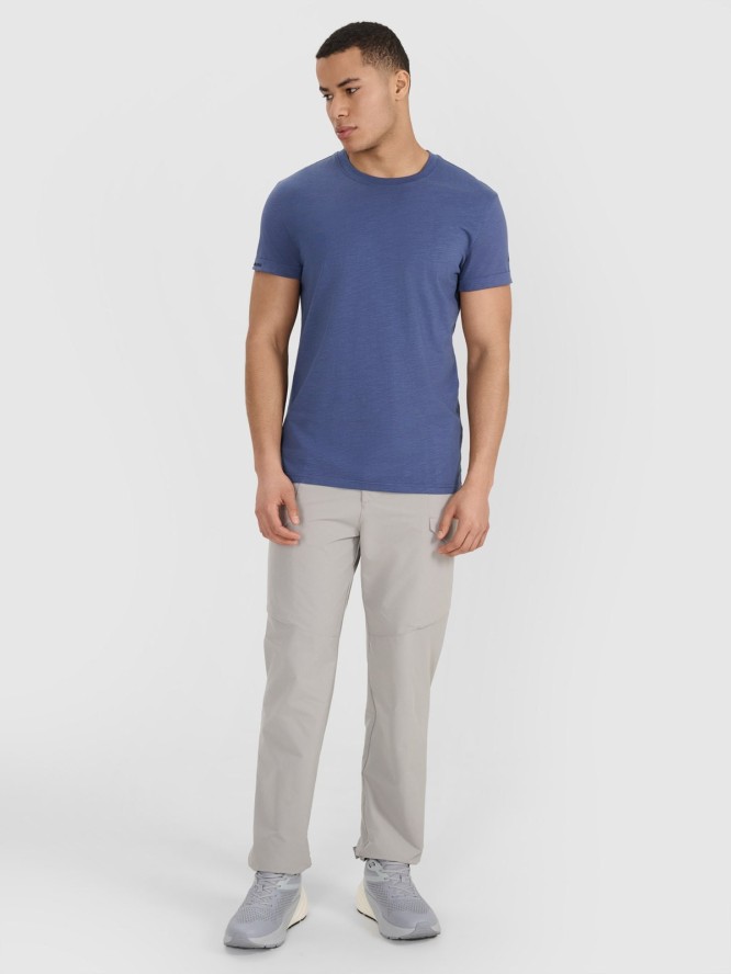 4F T-shirt regular gładki męski - granatowy XL