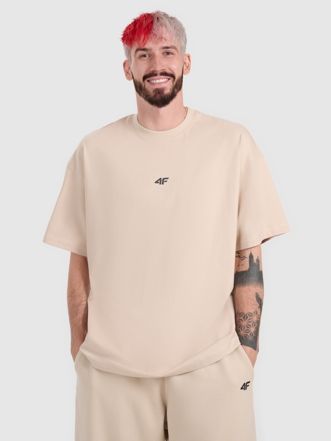 4F T-shirt oversize z nadrukiem męski 4F x Tomasz Fornal - beżowy L