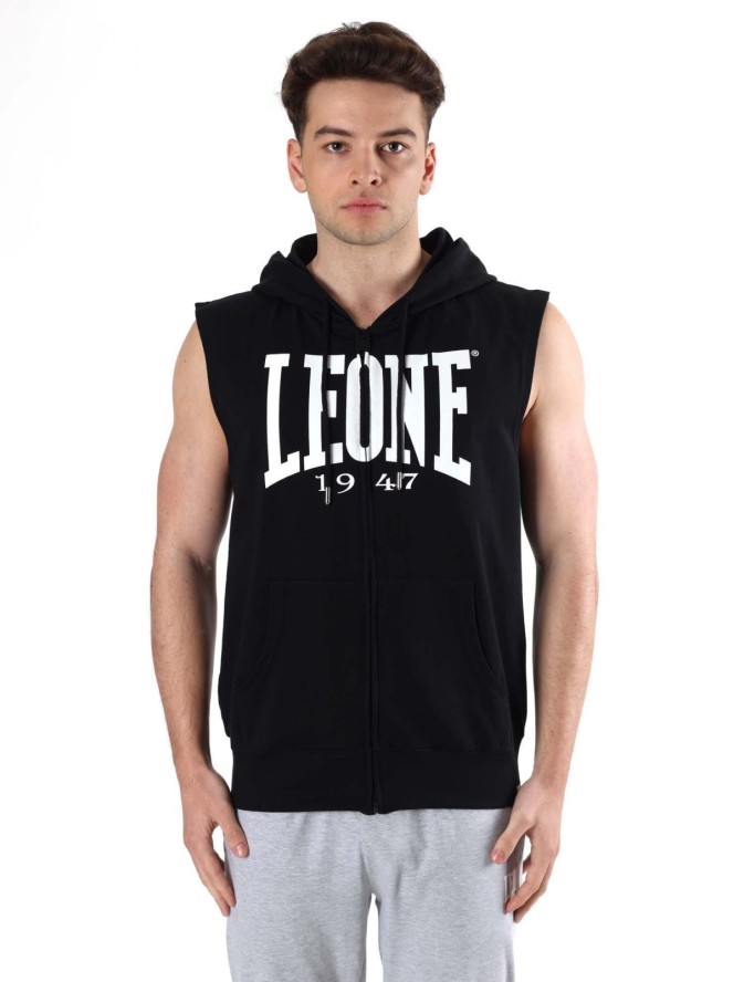 Leone Basic męska bluza z kapturem i bez rękawów zapinana na zamek
