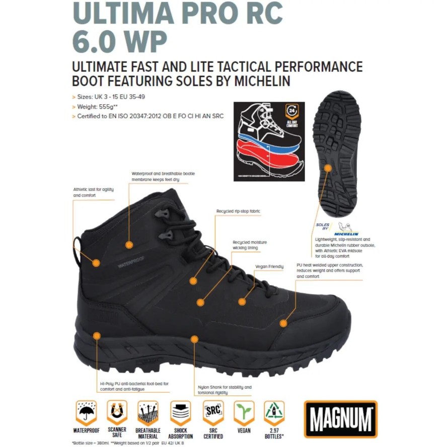MAGNUM Chaussures d'uniforme homme -Ultima Pro Rc 6.0 - Impermeable - Noir