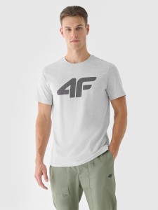 4F T-shirt regular z nadrukiem męski - szary M
