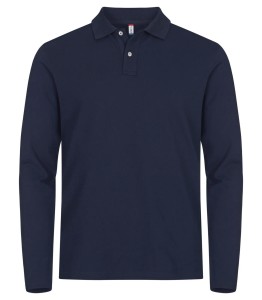 clique Stretch Premium Polo długi rękaw - elastyczny materiał – Navy