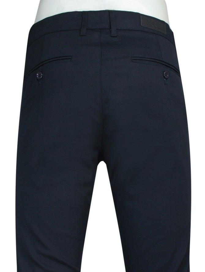 Spodnie Casualowe, Ciemne Granatowe Chinosy z Elastanem, Zwężana Nogawka, Męskie -QUICKSIDE