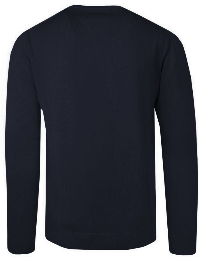 Sweter Bawełniany - Bartex - Okrągły Dekolt - Granatowy