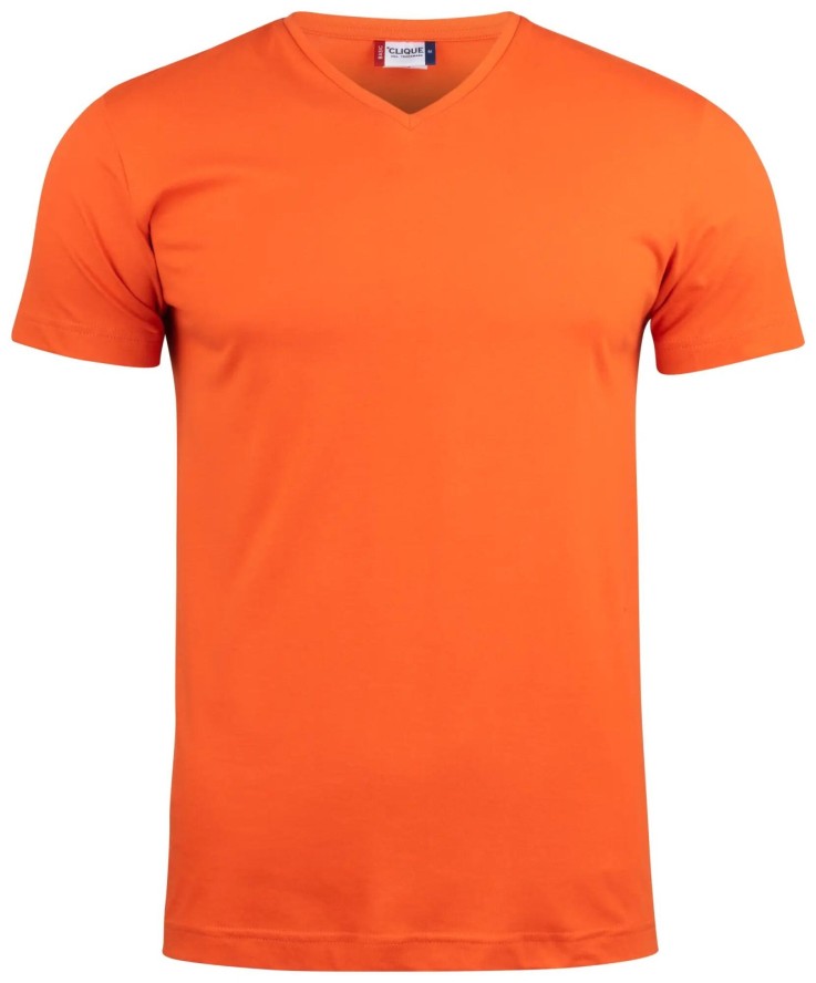 clique Basic-T V-neck T-shirt z dekoltem w serek, dopasowany krój – blood orange