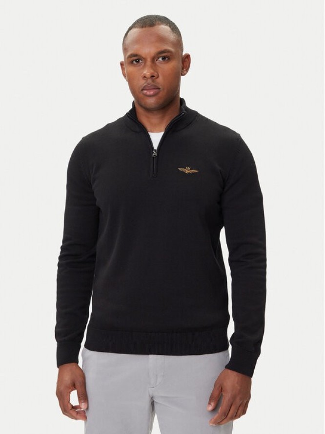 Aeronautica Militare Sweter 252MA1578UL00506 Czarny Regular Fit
