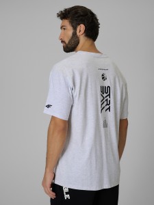 4F T-shirt loose z nadrukiem męski - szary S
