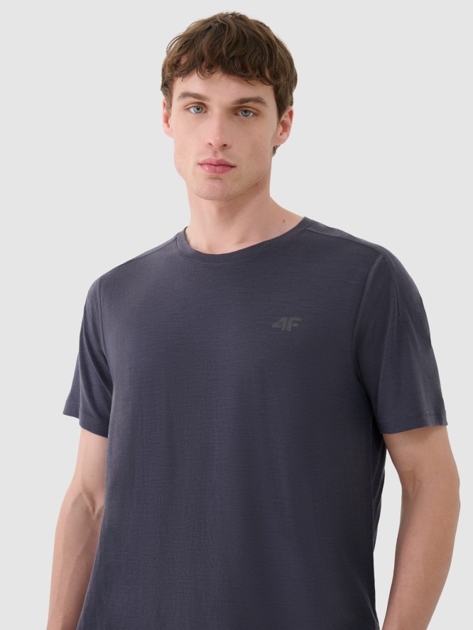 4F Koszulka trekkingowa z wełną Merino męska - szara XXL