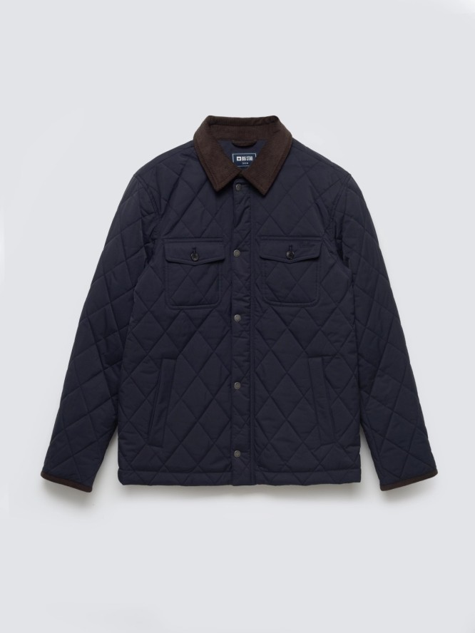 Kurtka męska pikowana ze sztruksowym kołnierzem granatowa Antwan 403