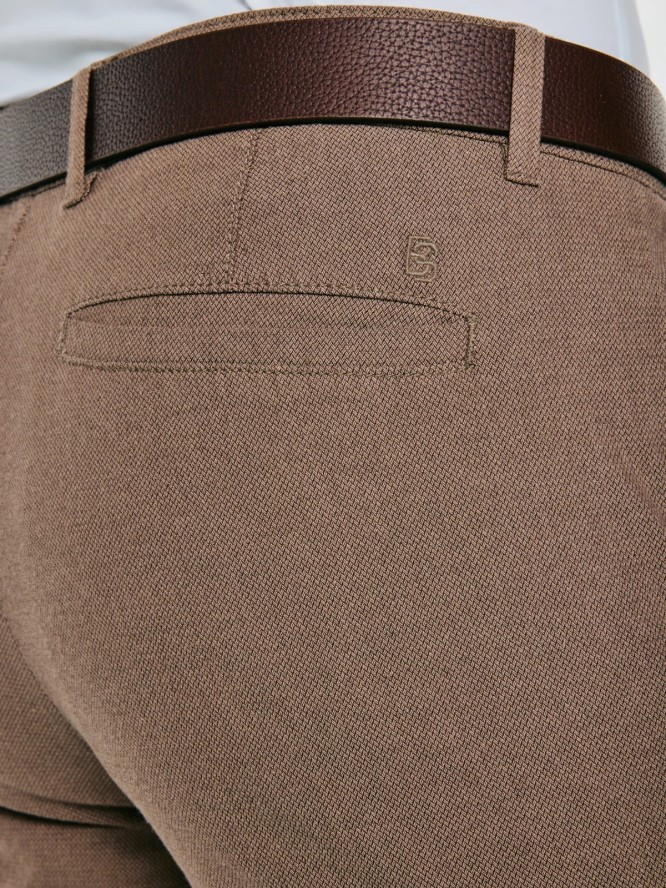 Spodnie męskie chinosy w drobny wzorek beżowe Erhati 801