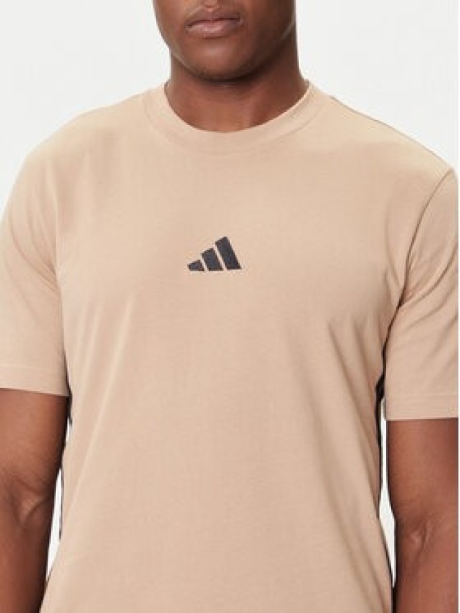 adidas T-Shirt Essentials 3-Stripes JX0734 Beżowy Regular Fit