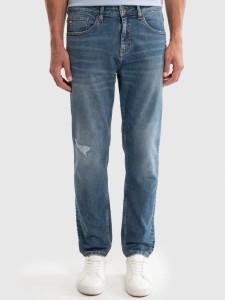 Jeansy męskie z przetarciami niebieskie Ates 373