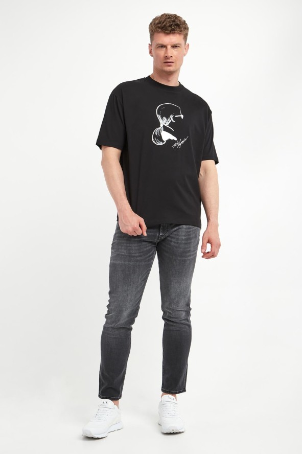 T-shirt męski z haftem KARL LAGERFELD