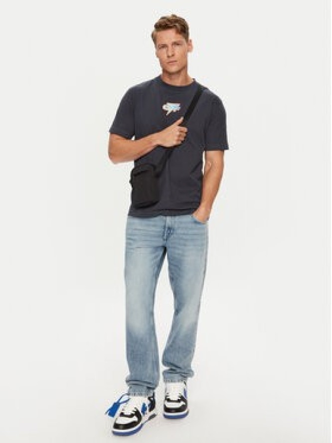 Off-White T-Shirt OMAA027F22JER0074641 Granatowy Regular Fit