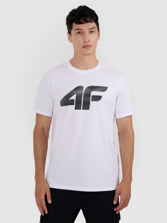 4F T-shirt regular z nadrukiem męski - biały M