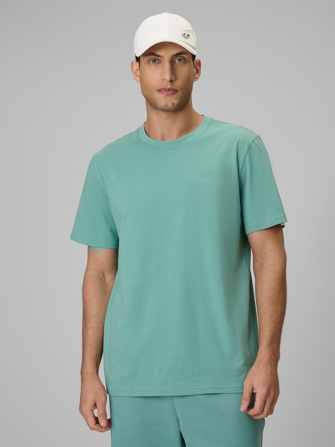 4F T-shirt regular gładki męski - miętowy S