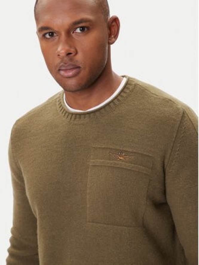 Aeronautica Militare Sweter 252MA1586UL00904 Zielony Regular Fit