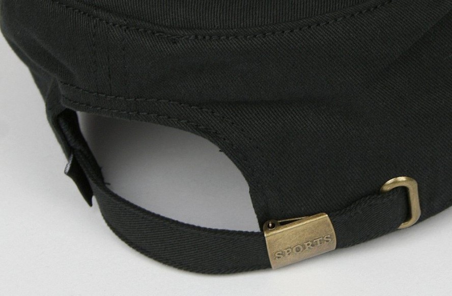 Czapka Patrolówka Czarna Wiosenno-Jesienna, 100% Bawełna, z Regulacją, Przewiewna