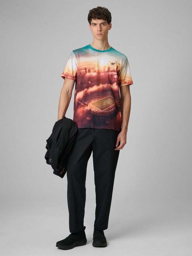 4F T-shirt regular z nadrukiem męski - multikolor S