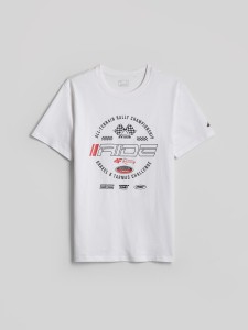 4F T-shirt regular z nadrukiem męski - biały S