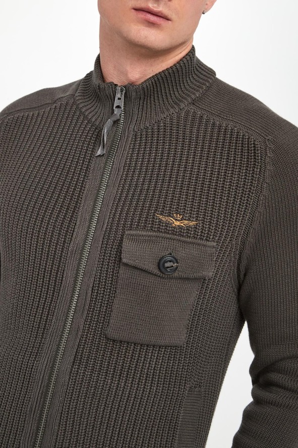 Sweter męski zapinany na zamek AERONAUTICA MILITARE
